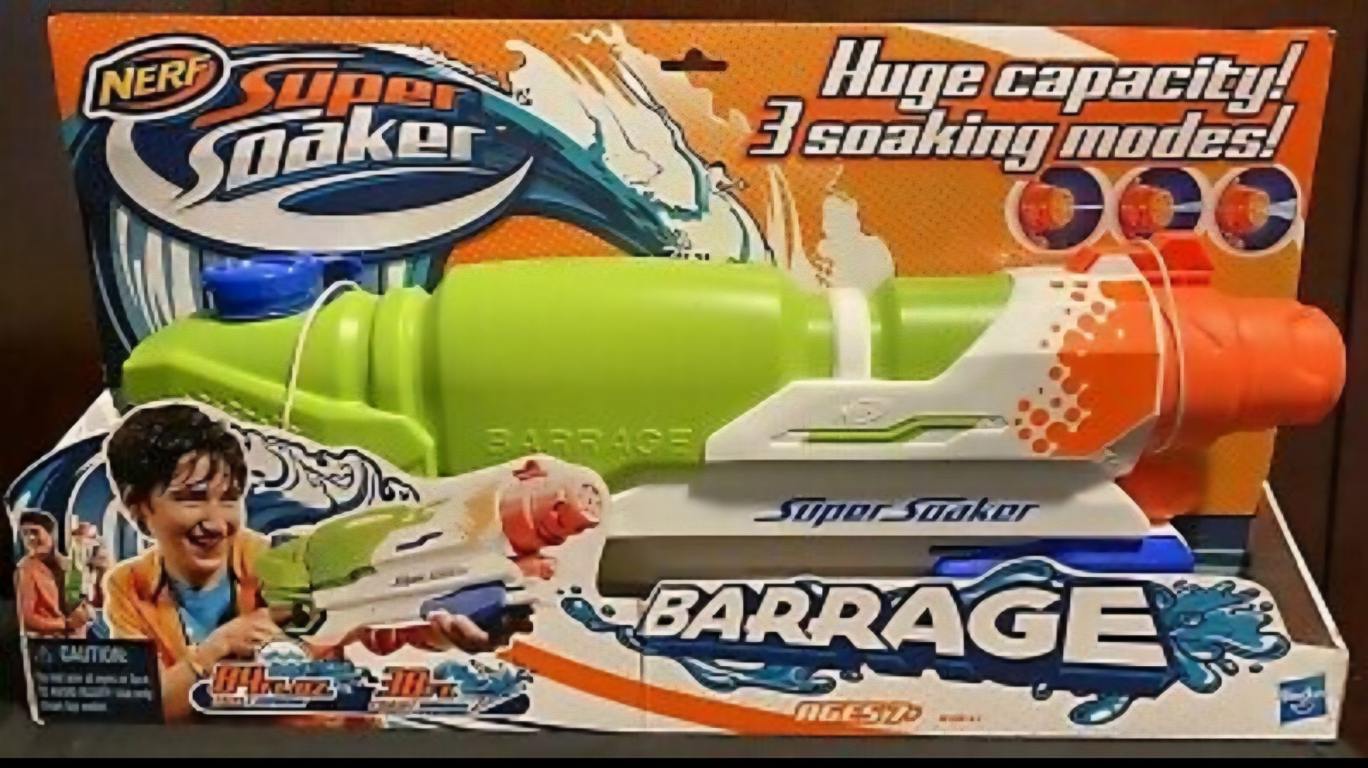 Nerf Super Soaker Barrage Large Water Blaster Squirt Gun 3 Modes