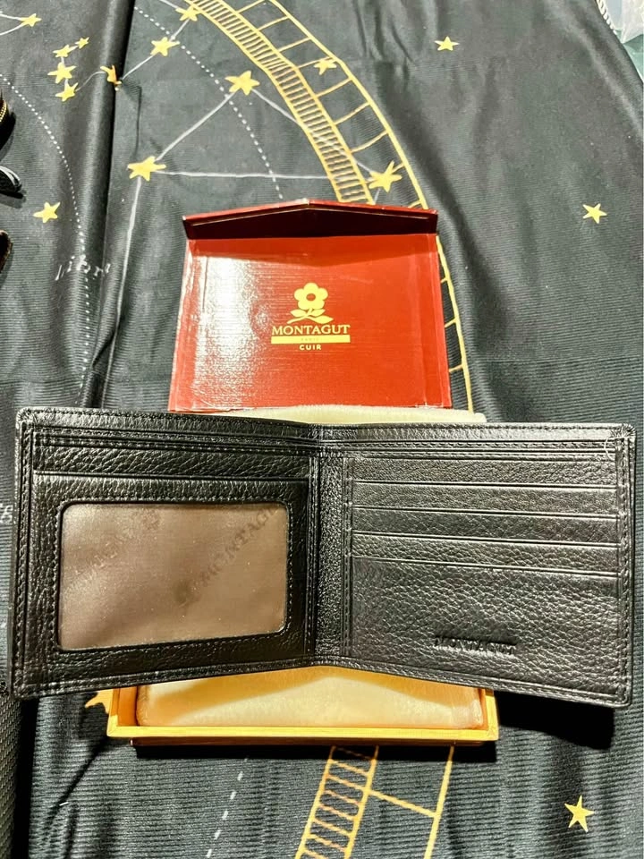 Vintage Montagut Paris Black Leather Wallet (Unused) - photo 2