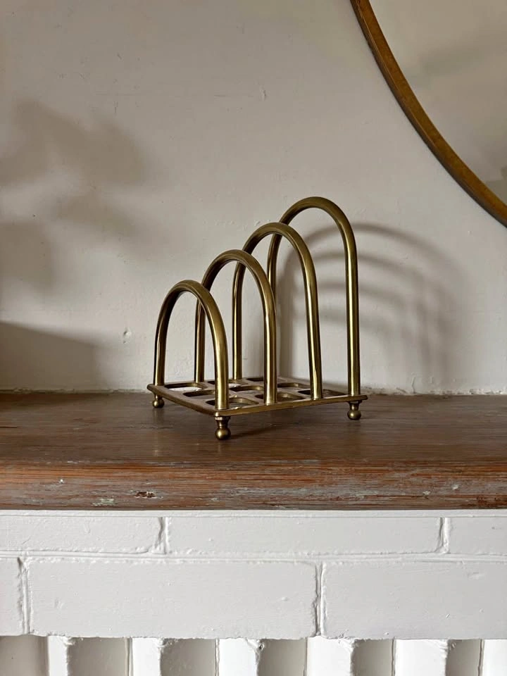 Vintage Solid Brass Letter Holder – Mid Century Desk Organizer