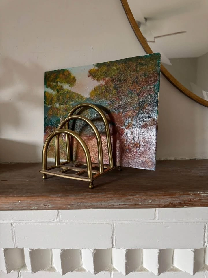 Vintage Solid Brass Letter Holder – Mid Century Desk Organizer - photo 2