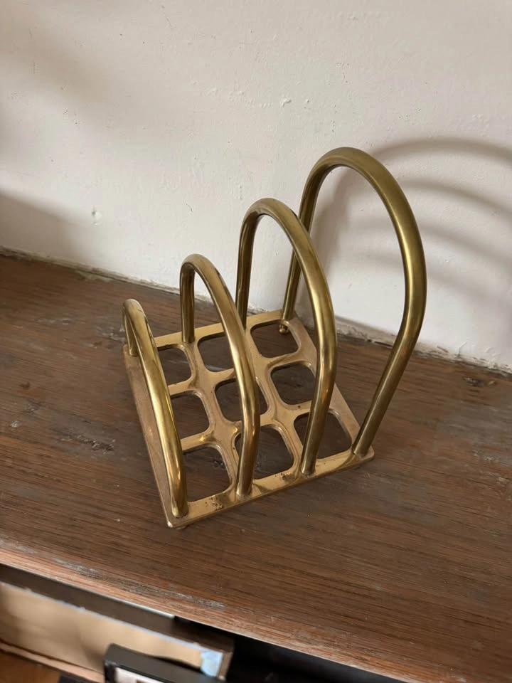 Vintage Solid Brass Letter Holder – Mid Century Desk Organizer - photo 3
