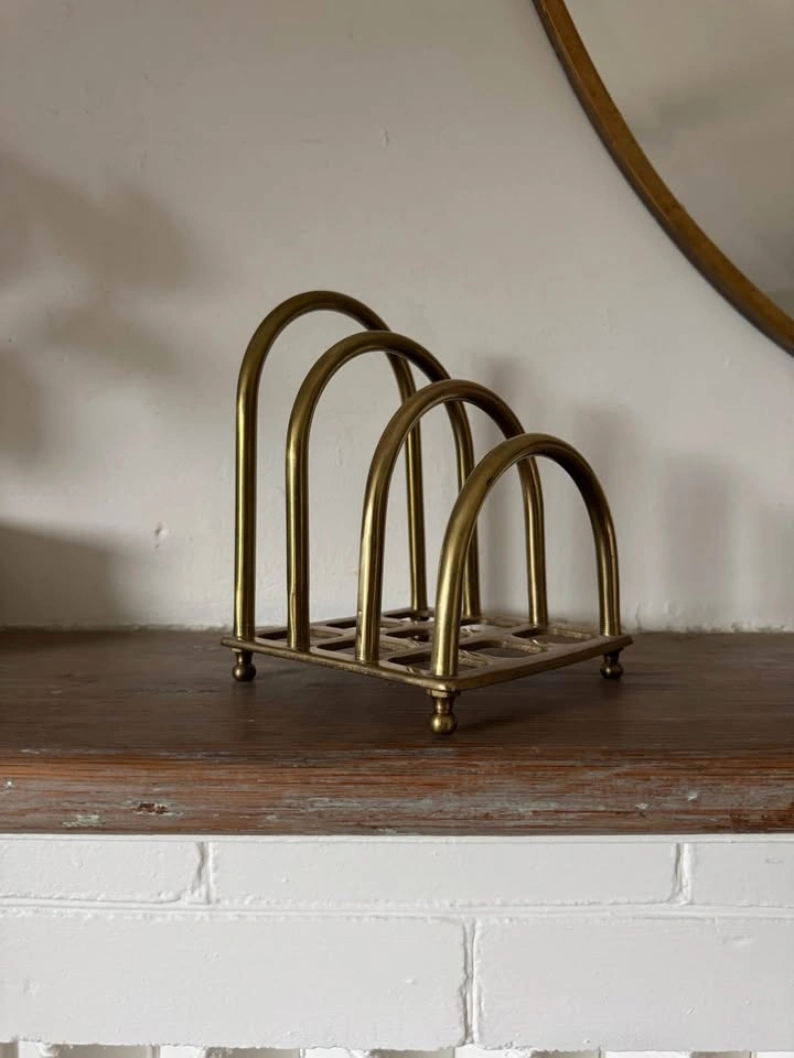 Vintage Solid Brass Letter Holder – Mid Century Desk Organizer - photo 4