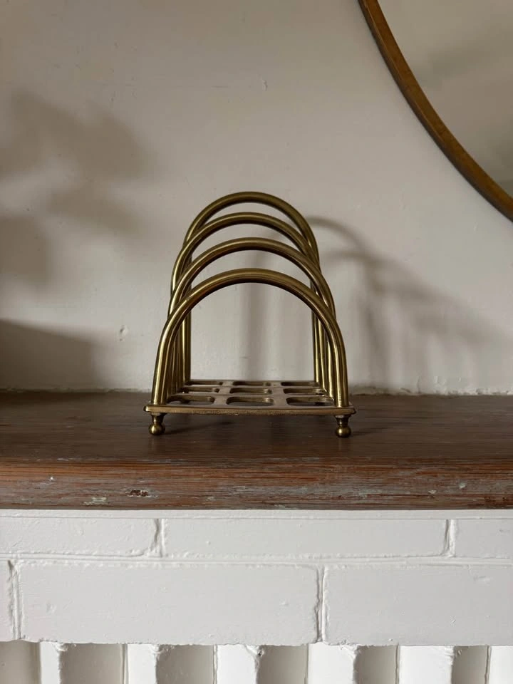 Vintage Solid Brass Letter Holder – Mid Century Desk Organizer - photo 5