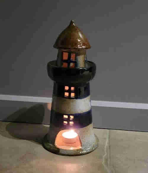 Ceramic lighthouse tea light candle