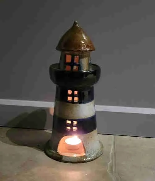 Ceramic lighthouse tea light candle