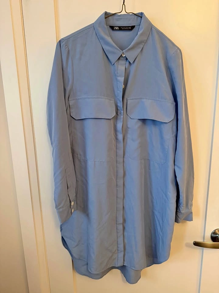 Zara silky blue shirt