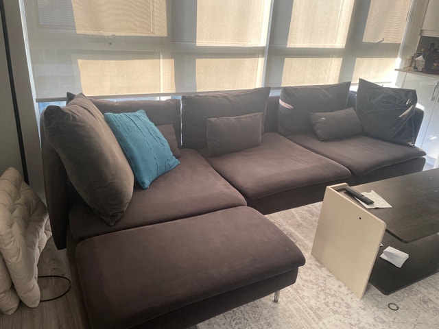 Black IKEA SÖDERHAMN sectional sofa