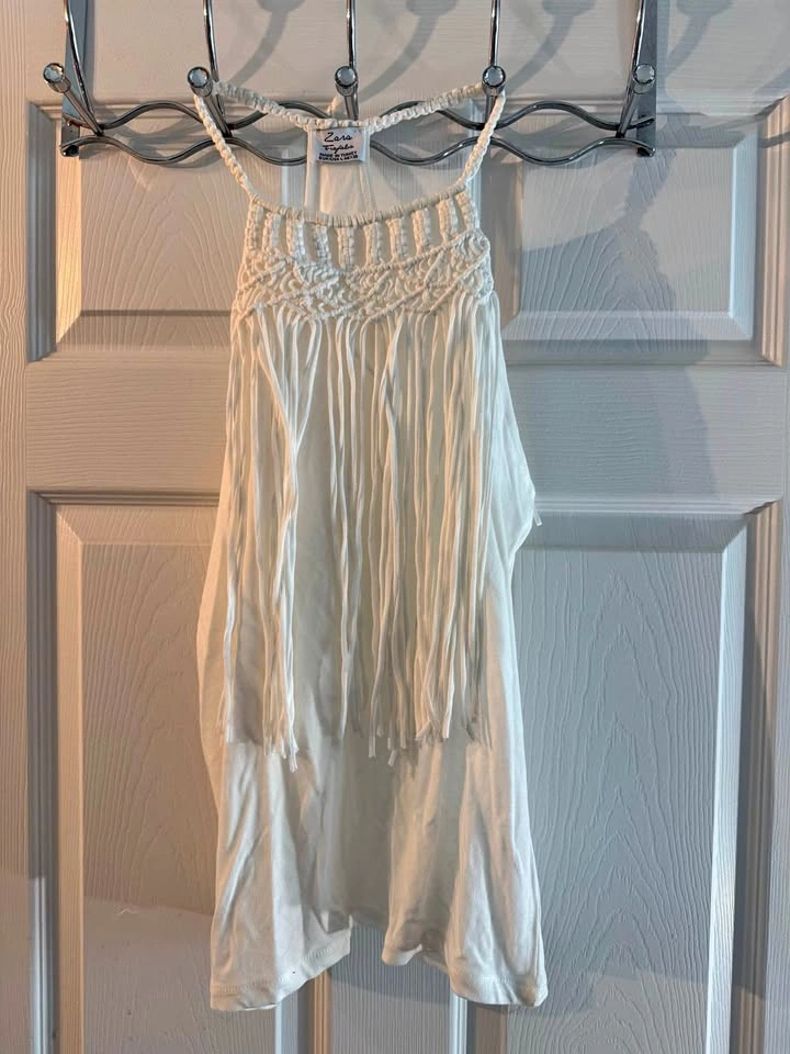Zara white crochet tank top