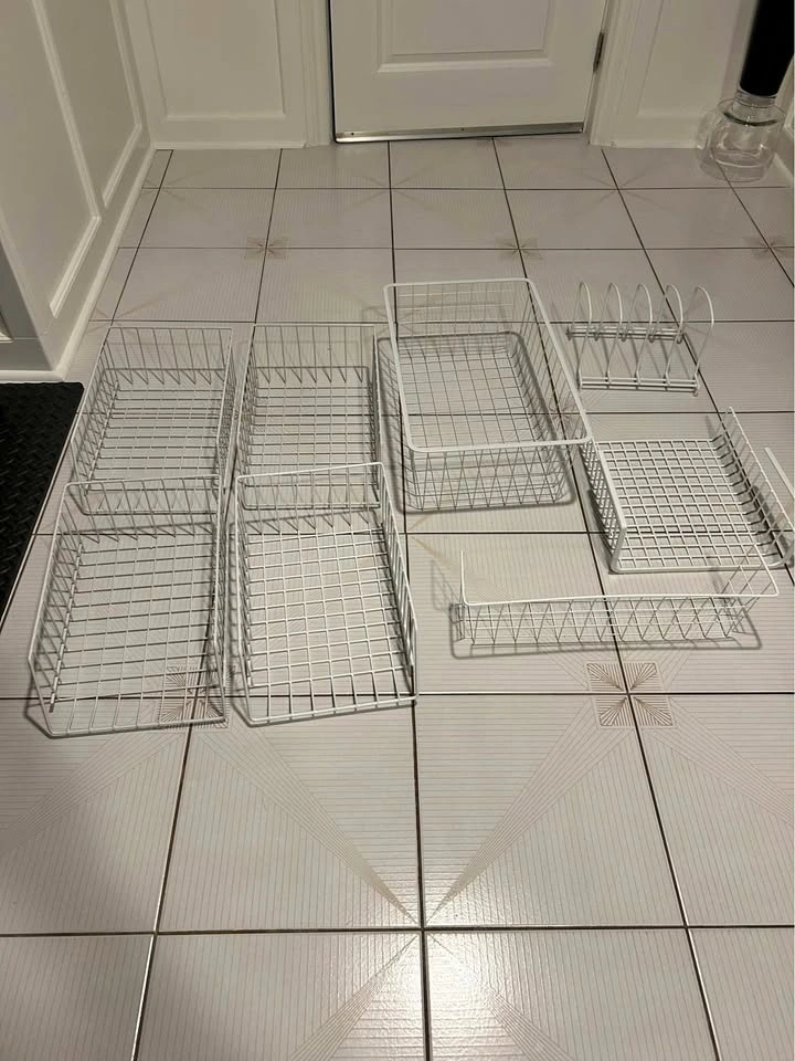 White Wire Basket and Organizer Set