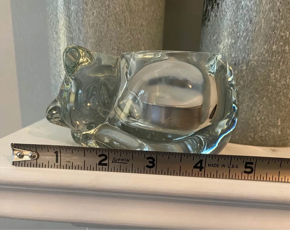 Vintage Indiana Glass Sleeping Cat Candle Holder - photo 2