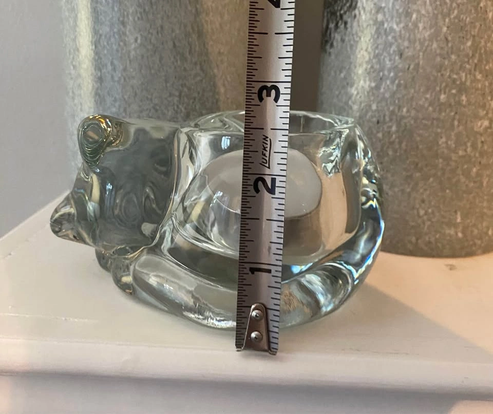 Vintage Indiana Glass Sleeping Cat Candle Holder - photo 3