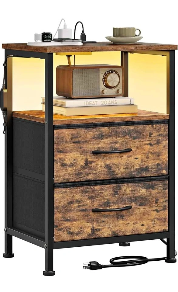 Nightstand with charging and led light
