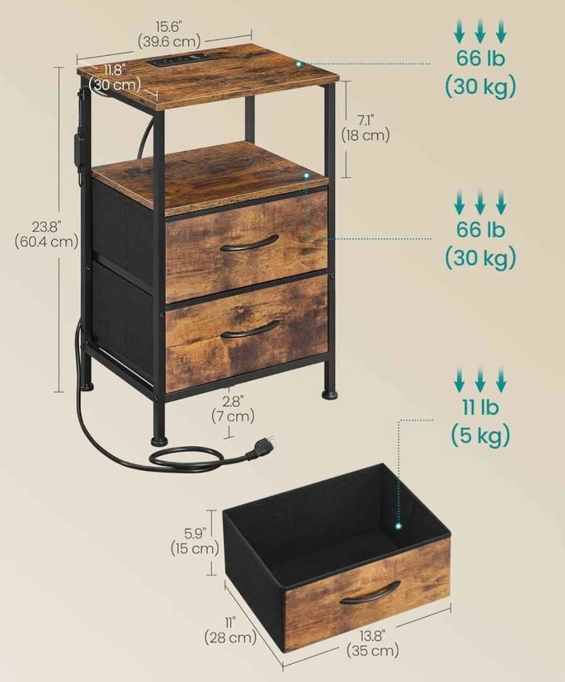 Nightstand with charging and led light - photo 2
