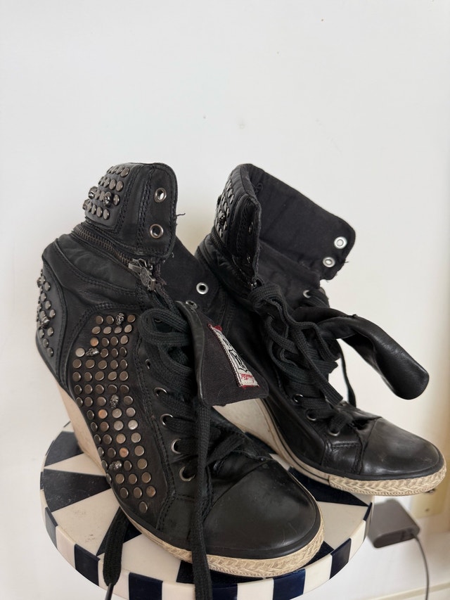 ASH Black Studded Wedge Sneakers
