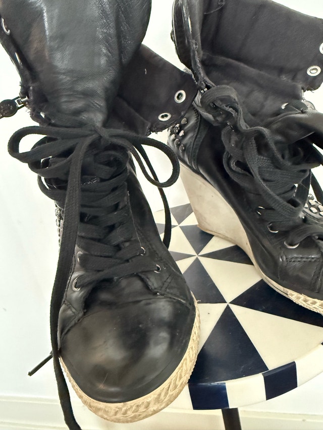 ASH Black Studded Wedge Sneakers - photo 3