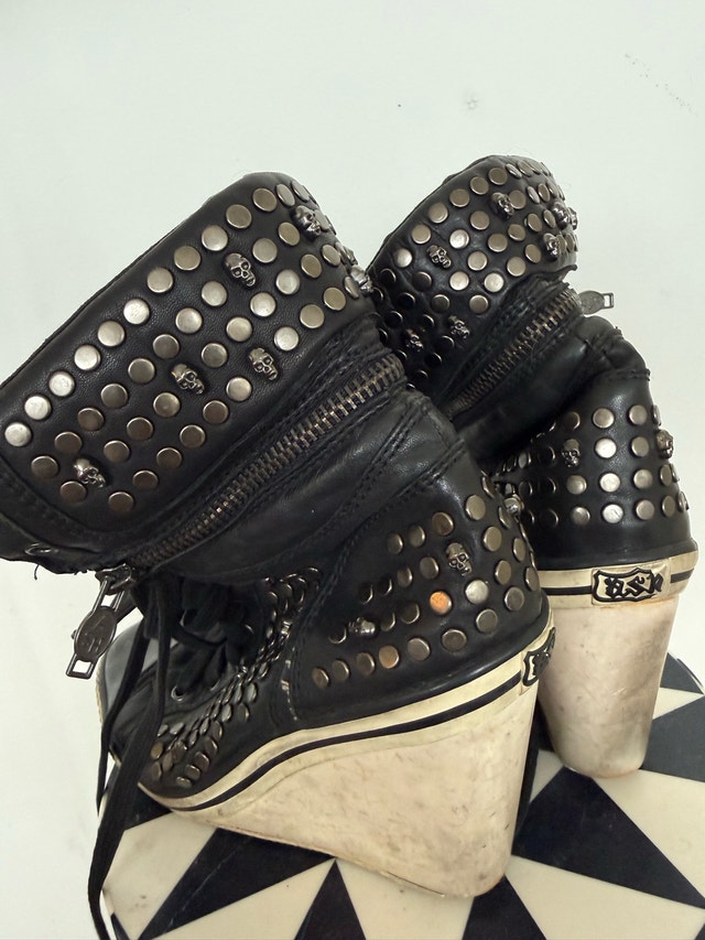 ASH Black Studded Wedge Sneakers - photo 4