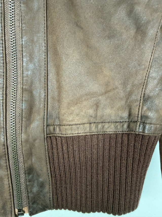 Brown Leather Bomber Jacket - photo 3
