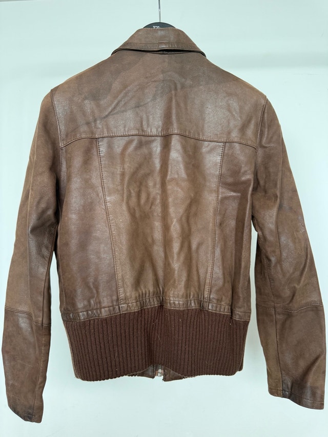 Brown Leather Bomber Jacket - photo 4