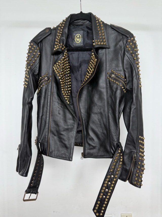ASH Black Leather Studded Jacket - photo 2