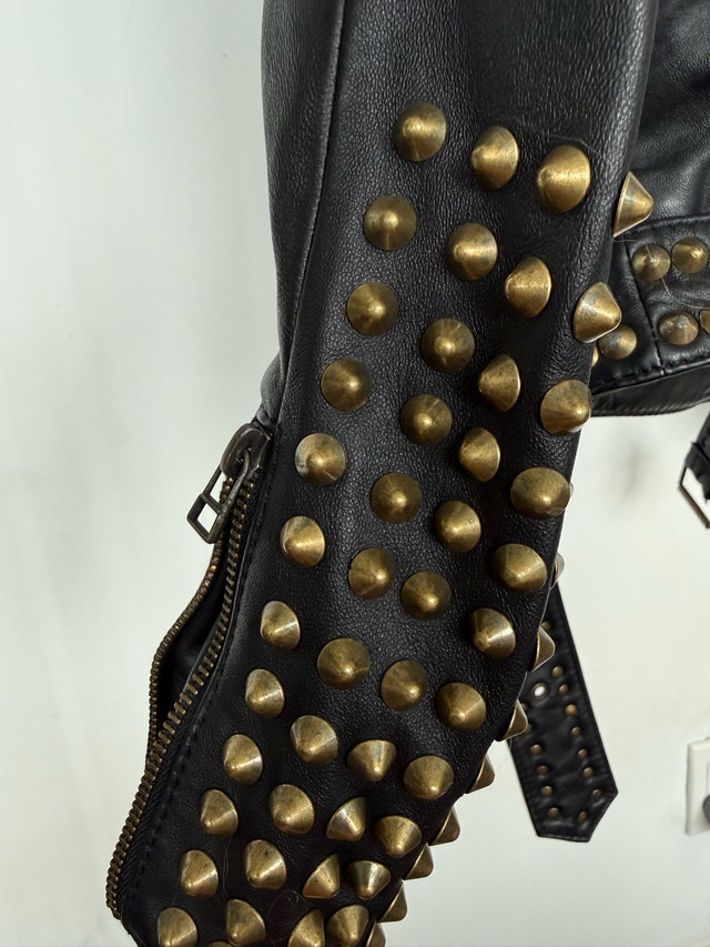 ASH Black Leather Studded Jacket - photo 5