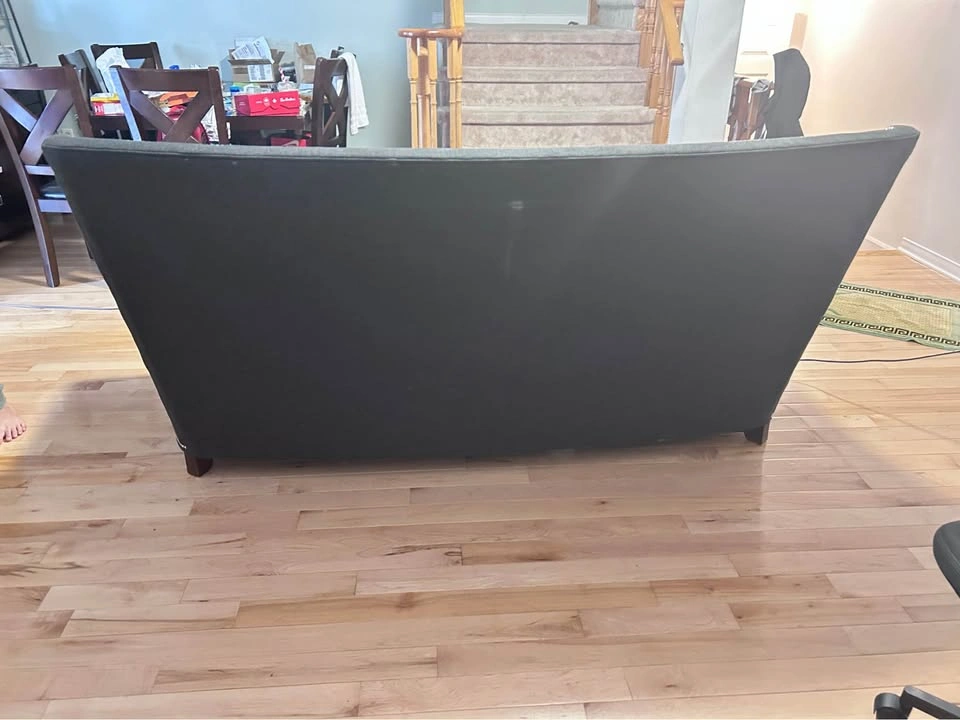 Charcoal Grey High-Back Sofa with Nailhead Trim - photo 3