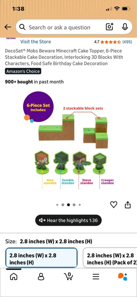 Minecraft Cake Decoration Set - 2 Available - photo 5