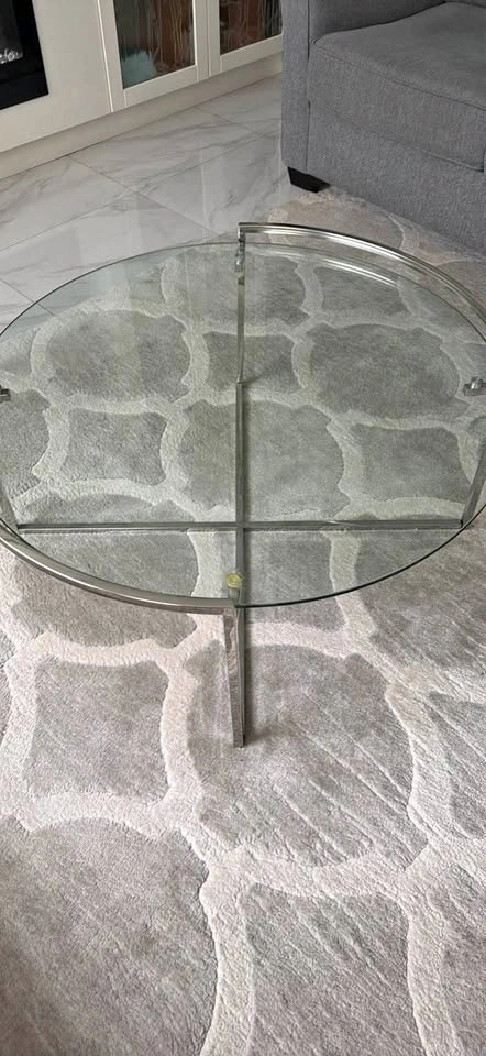 Glass and Metal Coffee Table