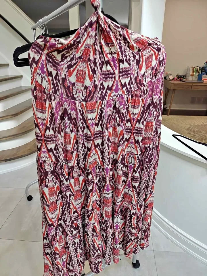 Promod Ikat Print Tiered Maxi Dress