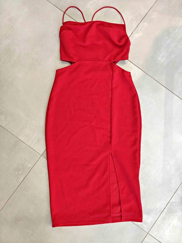 SHEIN Red Cutout Midi Dress