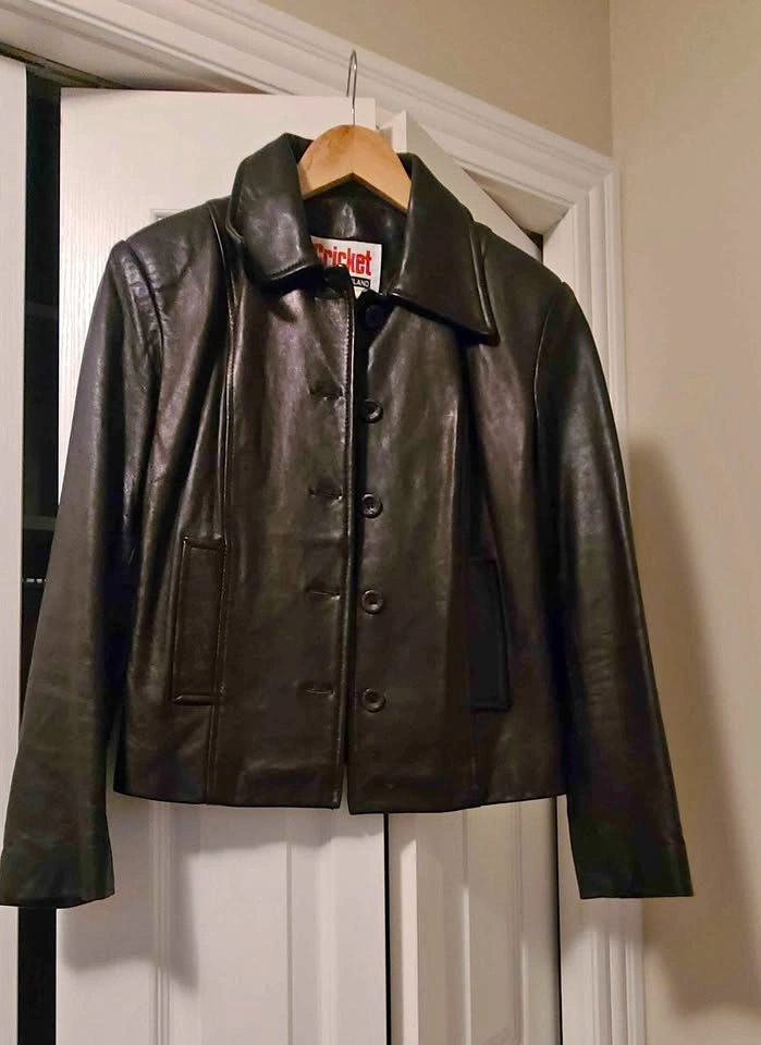 Cricket London England Black Genuine Leather Jacket Women's Smal