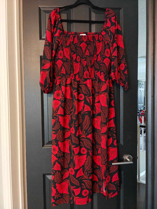 Long dress red and black
