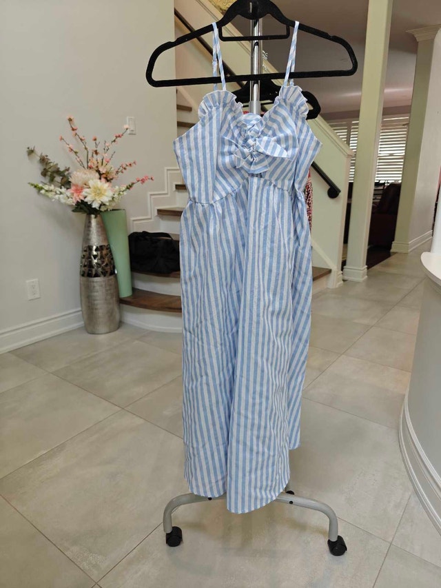 Blue and White Striped Dress