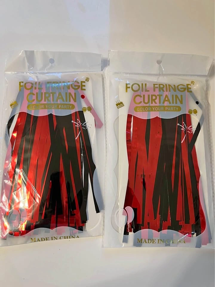 ⚽ Red/Black Fringe curtains