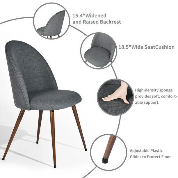 Homy Casa Vanity Accent Chair Set of 2, Grey/#2233 - photo 2