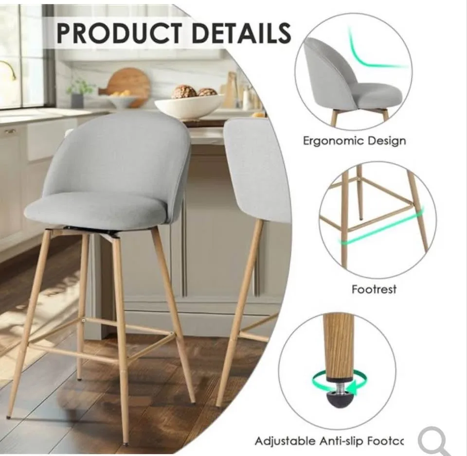 26-in Grey Fabric Counter Stool with Oak Finish Legs/#2239-40 image indicator(2)