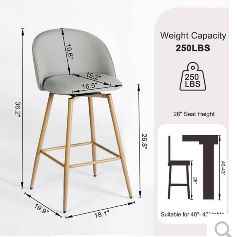 26-in Grey Fabric Counter Stool with Oak Finish Legs/#2239-40 image indicator(4)