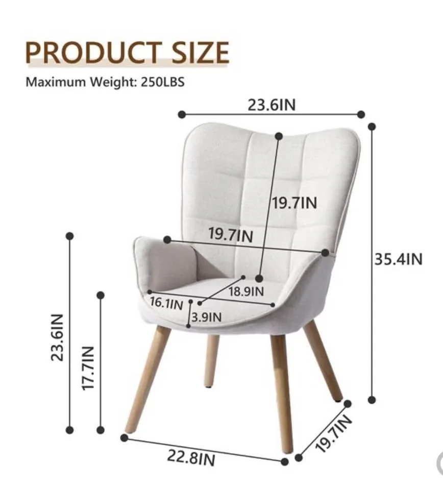 Beige Wingback Accent Chair w/ Skin-Friendly Fabric image indicator(4)