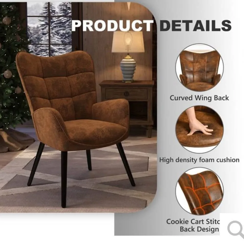 Brown Wingback Accent Chair image indicator(2)