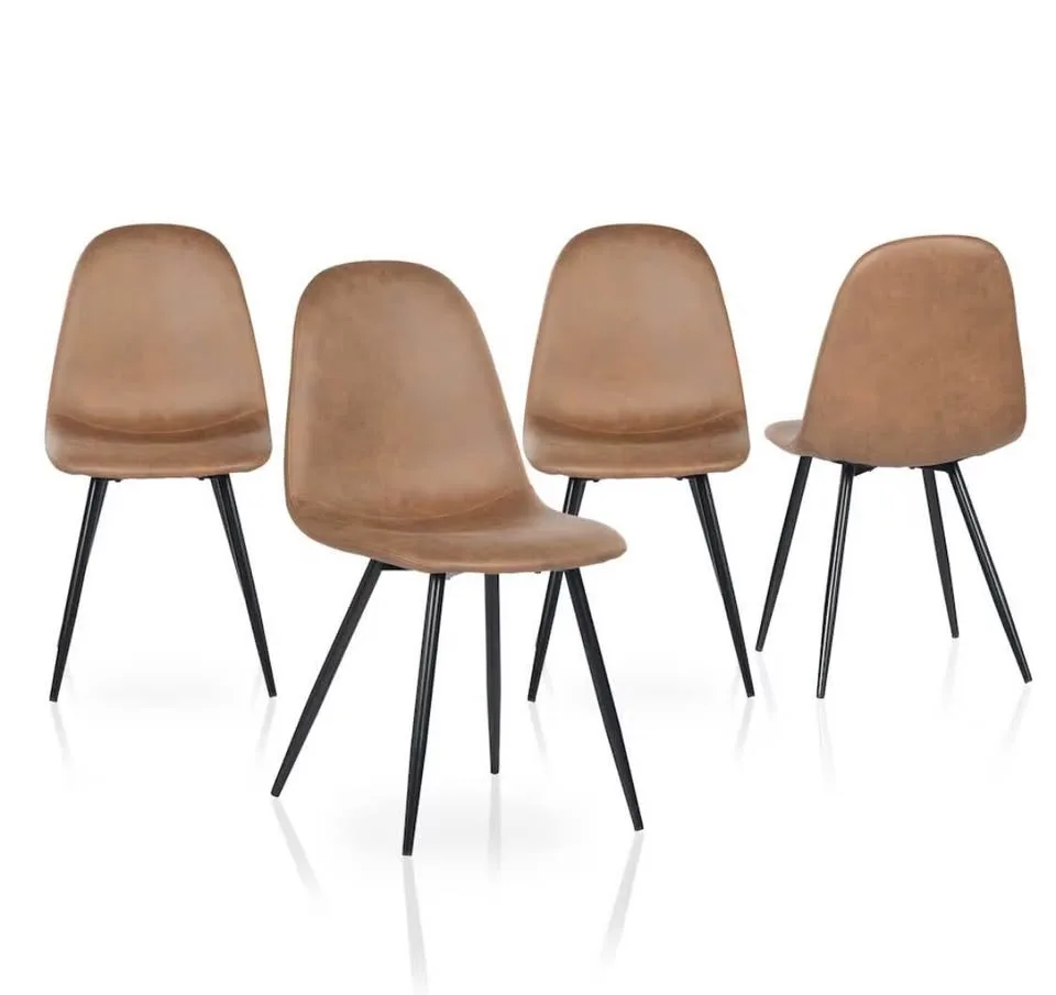 StyleWell Set of 4 Brown Faux Leather Dining Chairs image indicator(3)