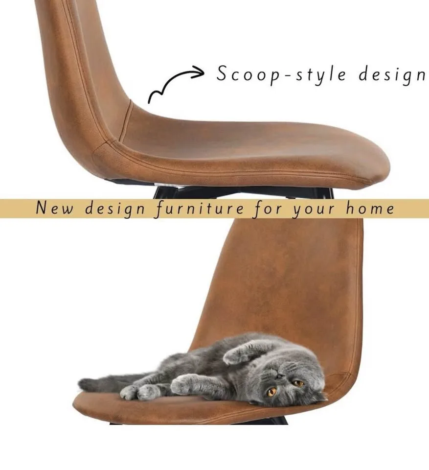 StyleWell Set of 4 Brown Faux Leather Dining Chairs image indicator(4)