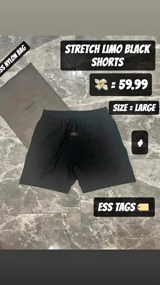 Essentials Stretch Limo Black Shorts