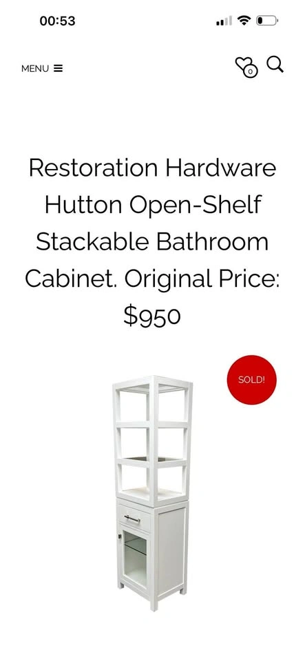 Restoration Hardware Hutton Stackable Bathroom Cabinet – White