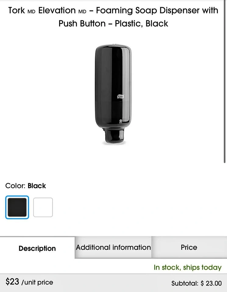 Tork foam soap dispenser - black
