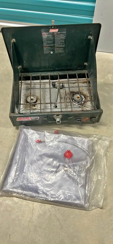 Vintage Coleman 2-Burner Camp Stove & New Gravity Shower