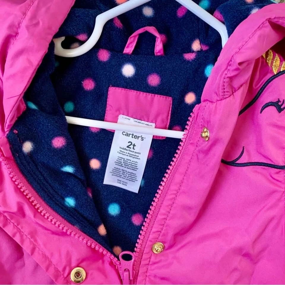 Brand new CARTER’S girl’s unicorn fleece lined jacket 2T ⚽️ - photo 4