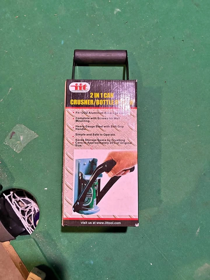 New IIT can crusher with bottle opener and mounting hardware