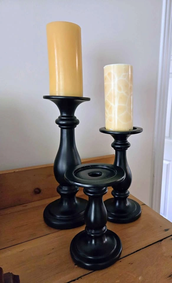 Candle holders, wood set of 3