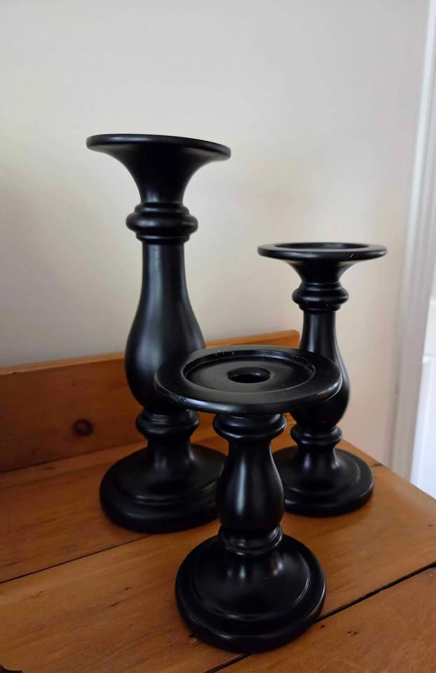 Candle holders, wood set of 3 - photo 2