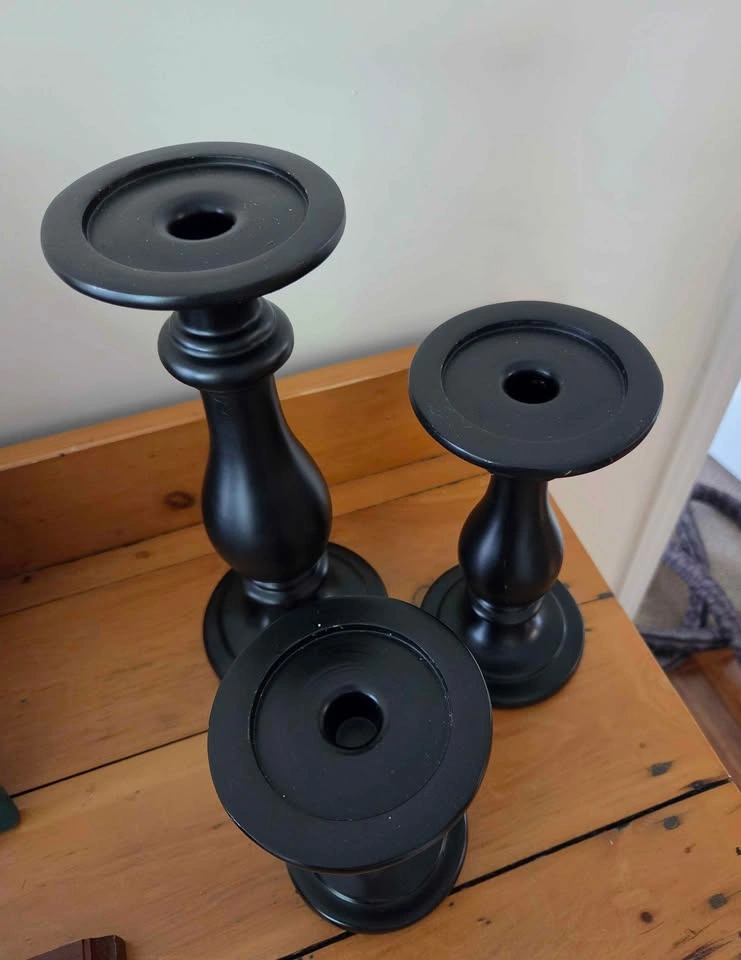 Candle holders, wood set of 3 - photo 3