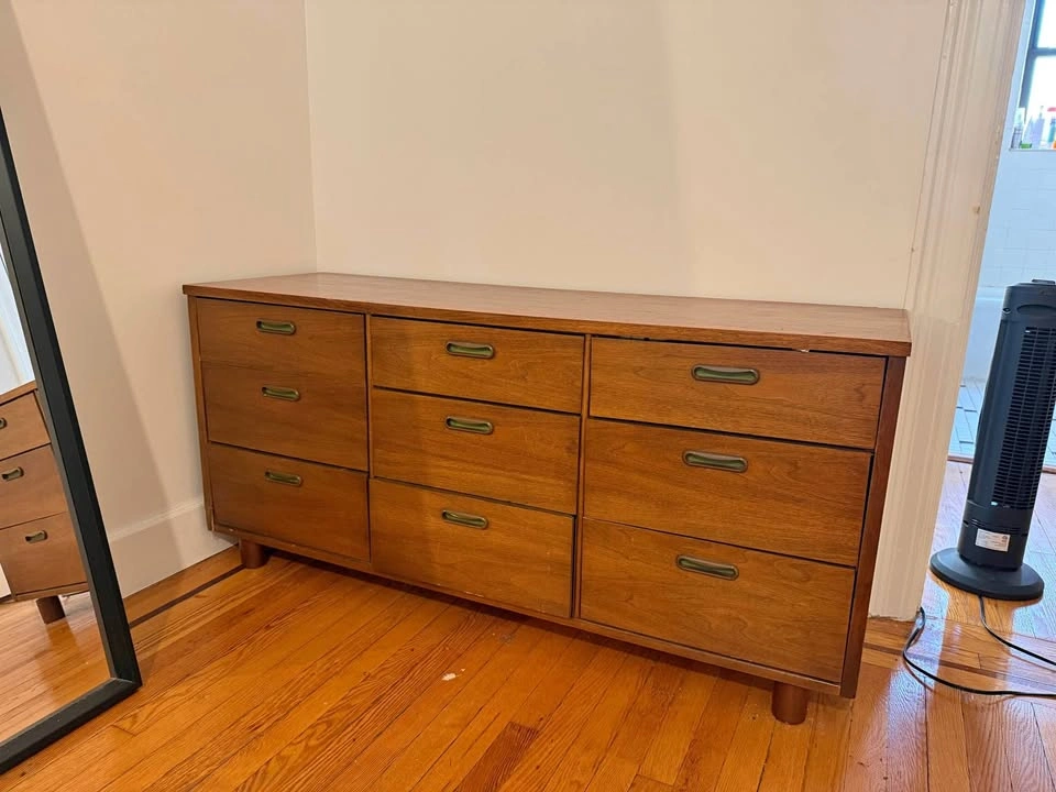 Mid-Century Modern 9-Drawer Wooden Dresser